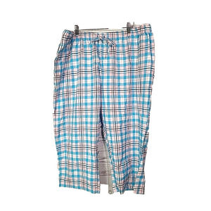 NWOT BocaBay Blue Check Print Drawstring Summer Cropped Pants Womans 22W‎ Petite